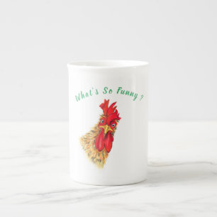 Caneca De Porcelana Rooster Curioso Surpreendido - Texto Personalizado