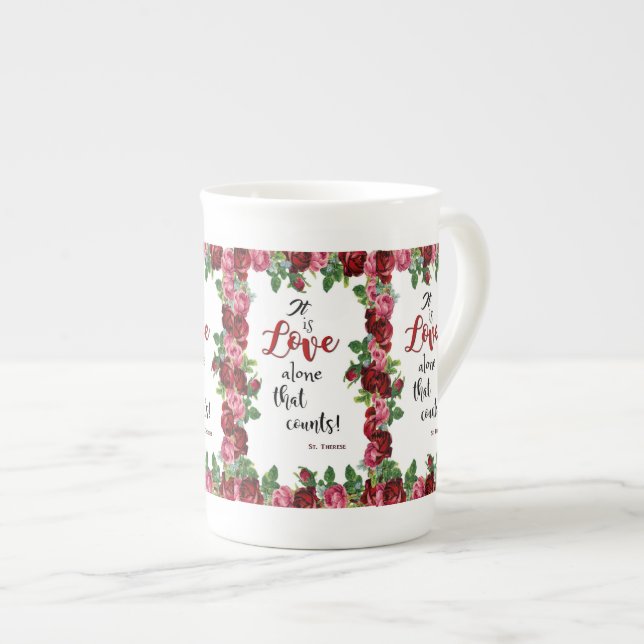 Caneca De Porcelana Rosa de rosas vermelhas das citações do St. (Frente Esquerda)