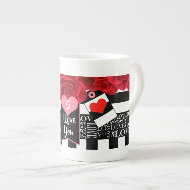 Caneca De Porcelana Rosa e estilo de quadro negro Mug (Frente Esquerda)