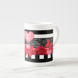 Caneca De Porcelana Rosa e estilo de quadro negro Mug