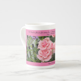 Caneca de Porcelana Rosa Pensamentos de Você