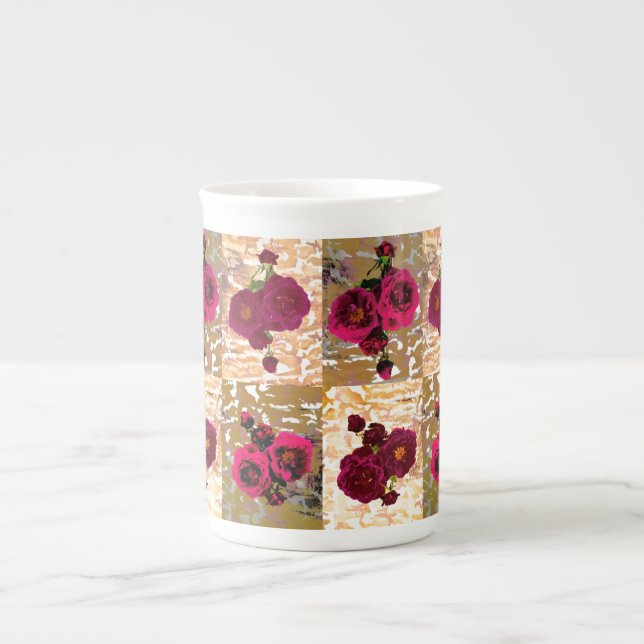 Caneca De Porcelana Rosas antigos com fundo branco (Frente)