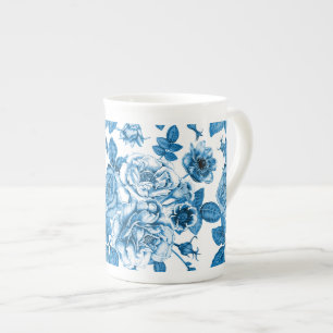 Caneca De Porcelana Rosas azuis