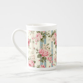 Caneca De Porcelana Rosas Chique Vintage