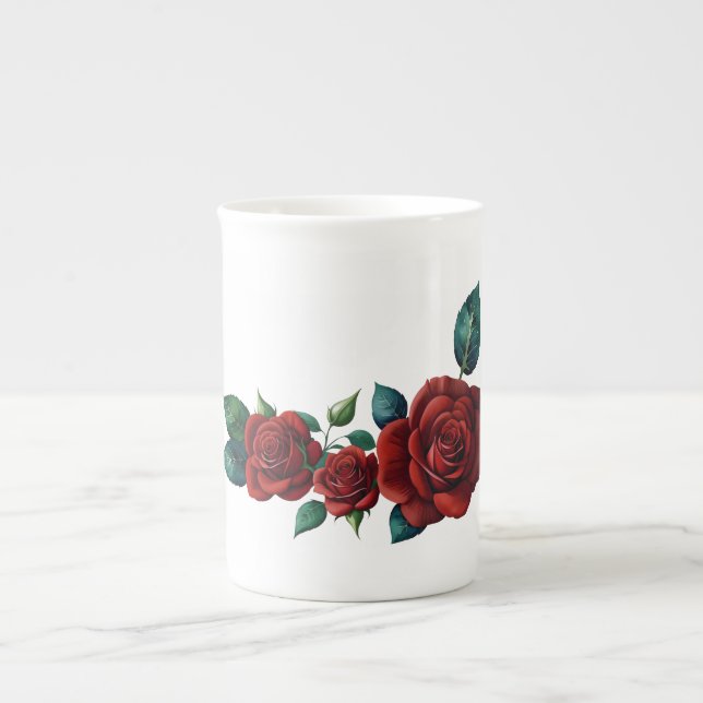 Caneca De Porcelana Rosas vermelhas (Frente)