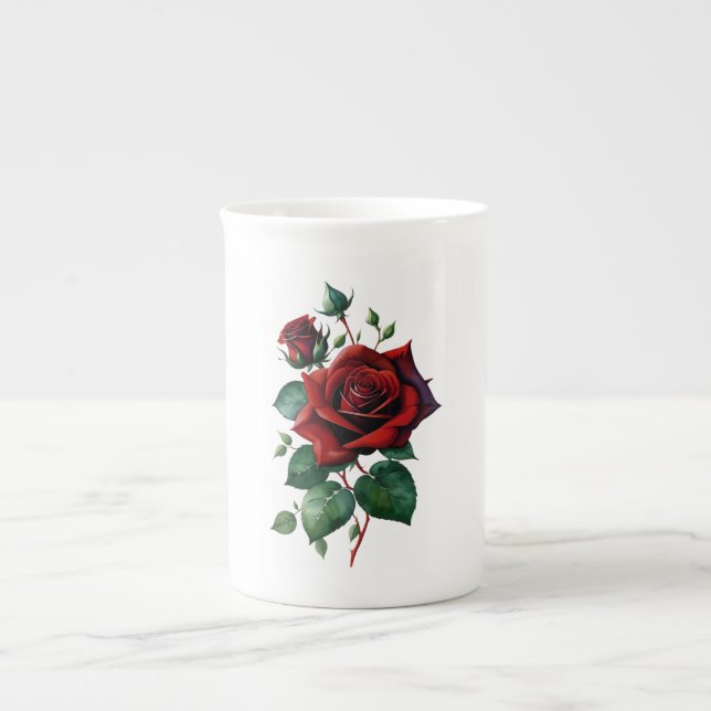 Caneca De Porcelana Rosas vermelhas (Frente)