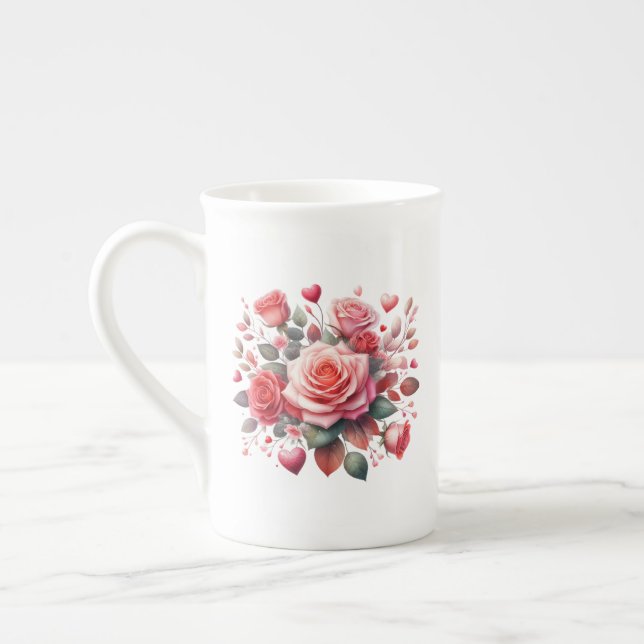 Caneca De Porcelana Rose Bouquet Floral Design- 62103 (Esquerda)