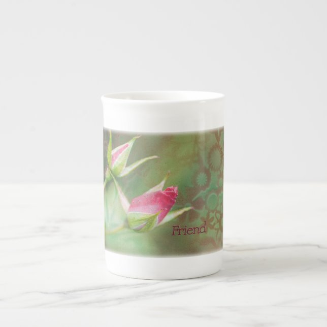 Caneca De Porcelana Rosebuds do amigo (Frente)