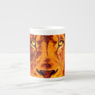 Caneca De Porcelana Rosto do Leão Laranja