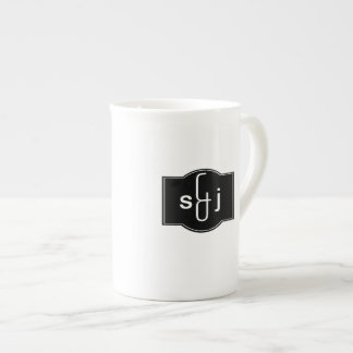 Caneca De Porcelana Rótulo Branco Preto Monograma