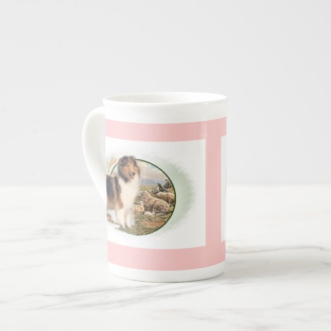 Caneca De Porcelana Rough Collie Keeper da ovelha (Frente Esquerda)