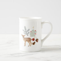 Rustic Watercolor Deer e Botanicals Natal