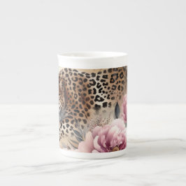 Caneca De Porcelana Salto de Leopardo e Rosa Mug