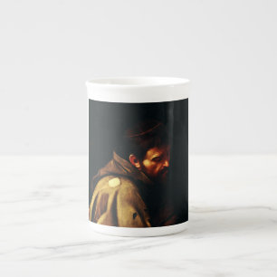 Caneca De Porcelana São Francisco por Caravaggio Obra-Prima Barroca