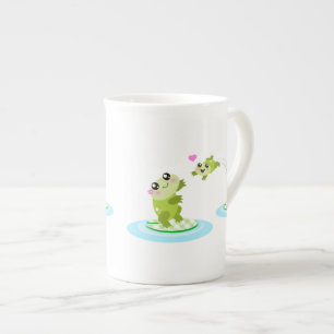 Caneca De Porcelana Sapos bonitos - mãe do kawaii e sapo do bebê