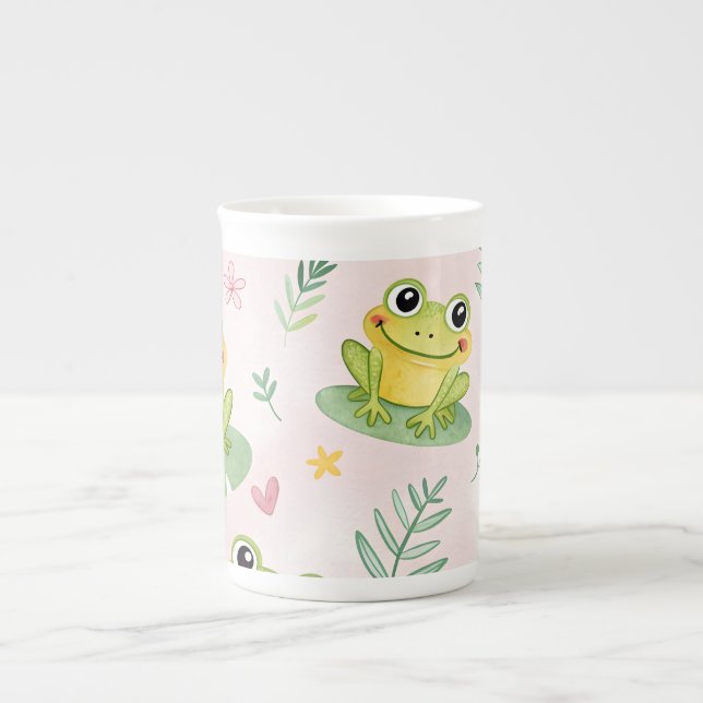 Caneca De Porcelana Sapos fofos Padrão (Frente)