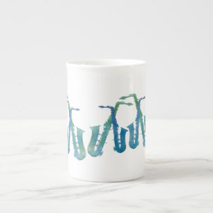 Caneca De Porcelana Saxofones azuis legal