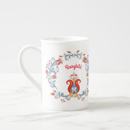Caneca De Porcelana Scandinávia Folk Art Velkommen Mug