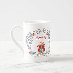 Caneca De Porcelana Scandinávia Folk Art Velkommen Mug