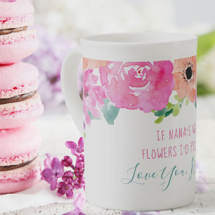 Caneca De Porcelana Se as Nanas fossem Flores Poema Aquarela Floral