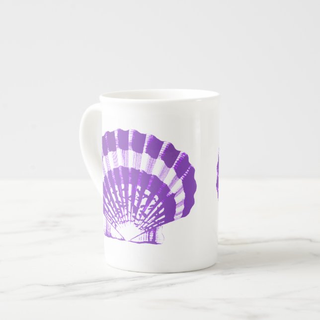 Caneca De Porcelana Seashell - violeta e branco (Frente Esquerda)
