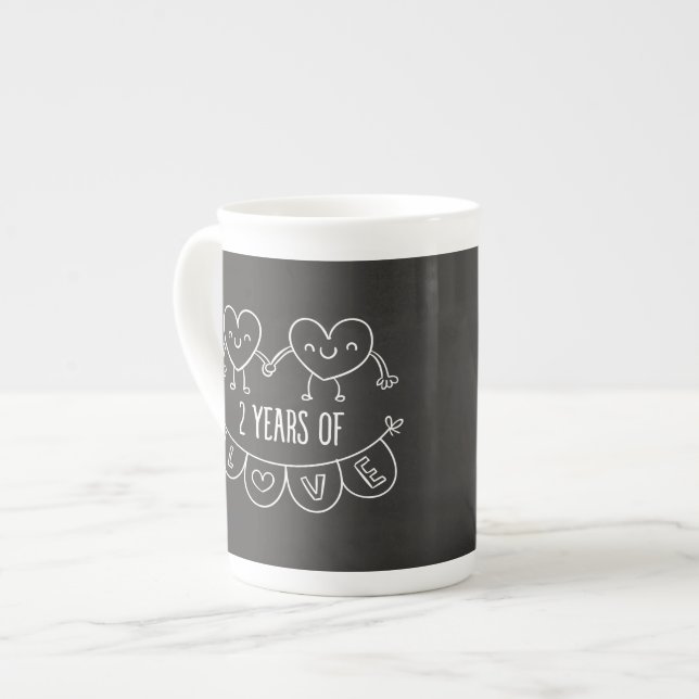 Caneca De Porcelana segundo Aniversário Presente Para Sua Mão De Coraç (Frente Esquerda)