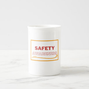 Caneca De Porcelana Sensibilização para a segurança Texto vermelho seg