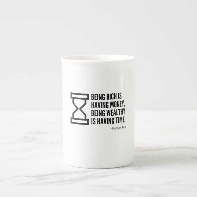Caneca De Porcelana Ser rico é ter tempo (Frente)