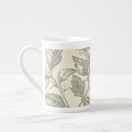 Caneca De Porcelana Serene Sage Green | Rustic Vine Charm Cottagecore