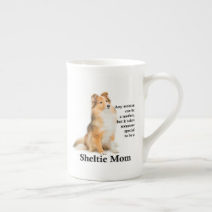 Caneca De Porcelana Sheltie Mãe Bone China Mug