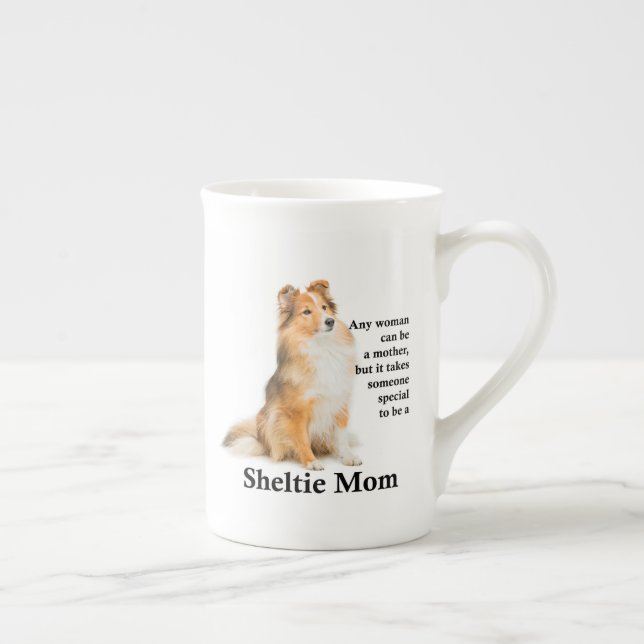 Caneca De Porcelana Sheltie Mãe Bone China Mug (Direita)