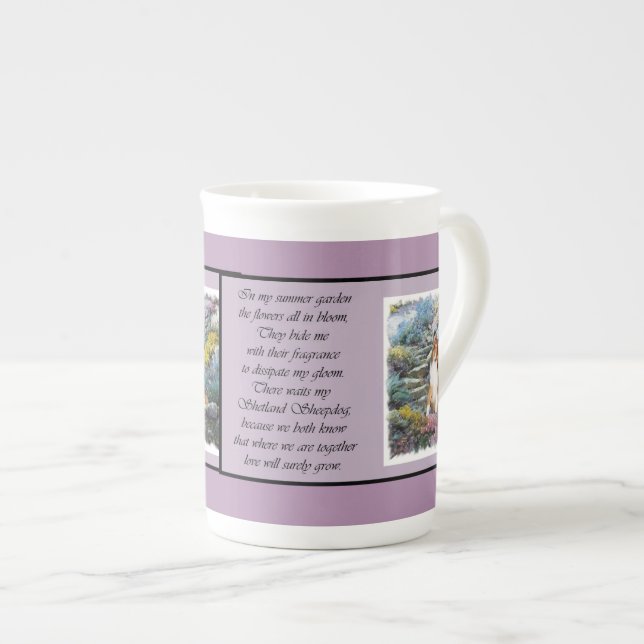 Caneca De Porcelana Shetland Sheepdog Art (Frente Esquerda)