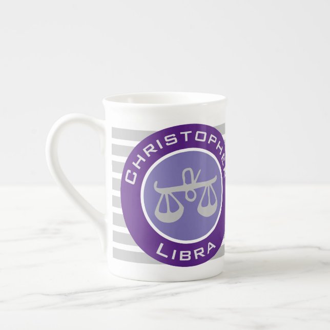 Caneca De Porcelana Signo Zodiacal de Libra com o Nome do Proprietário (Esquerda)