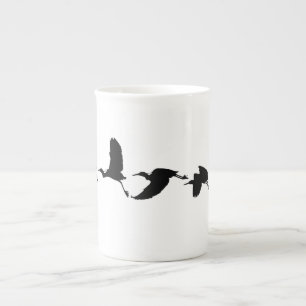 Caneca De Porcelana silhueta de aves voadoras
