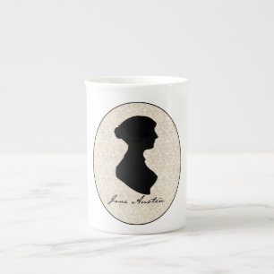 Caneca De Porcelana Silhueta do perfil de Jane Austen