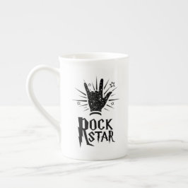 Caneca De Porcelana Símbolo da mão da estrela do rock