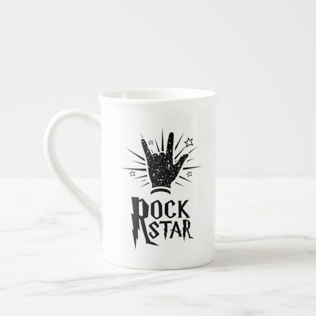 Caneca De Porcelana Símbolo da mão da estrela do rock (Esquerda)