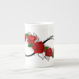 Caneca De Porcelana Símbolo Infinity com Rosa vermelha