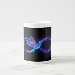 Caneca De Porcelana Símbolo Neon Infinity com Hummingbird brilhante