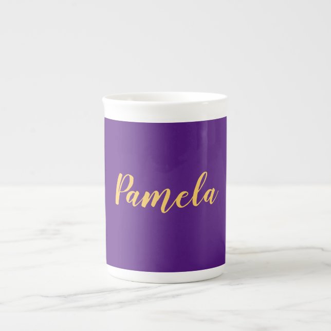 Caneca De Porcelana Simples e Moderno - Adicione Seu Próprio Nome (Frente)