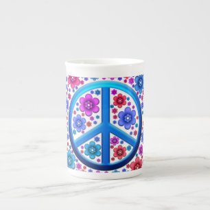Caneca De Porcelana Sinal de paz do Hippie
