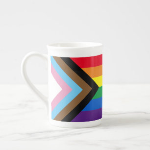 Caneca De Porcelana Sinalizador de diversidade de gay do arco-íris Lg