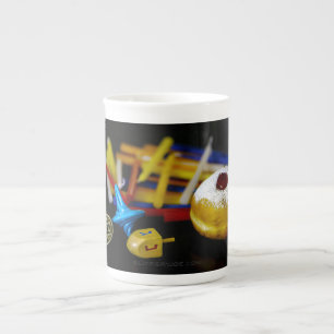 Caneca De Porcelana SlipperyJoe Hanukkah natureza-morta simbólica feri