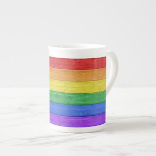 Caneca De Porcelana SlipperyJoe's clássico arco-íris tátil feito à mão