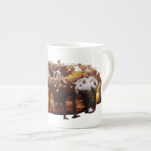 Caneca De Porcelana SlipperyJoe's donut decadente coberto com uma espe