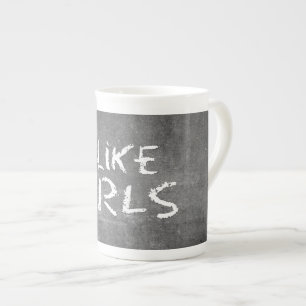 Caneca De Porcelana SlipperyJoe's Eu Gosto de Garotas quadro-negro suj