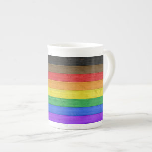 Caneca De Porcelana SlipperyJoe's Inclusive orgulho gay flag texturizo