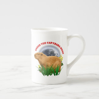Caneca De Porcelana Sob a Lua do Capivara Camiseta Divertida de Capiva