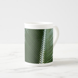 Caneca De Porcelana Sobreposição das bordas das palmas Abstrato Verde