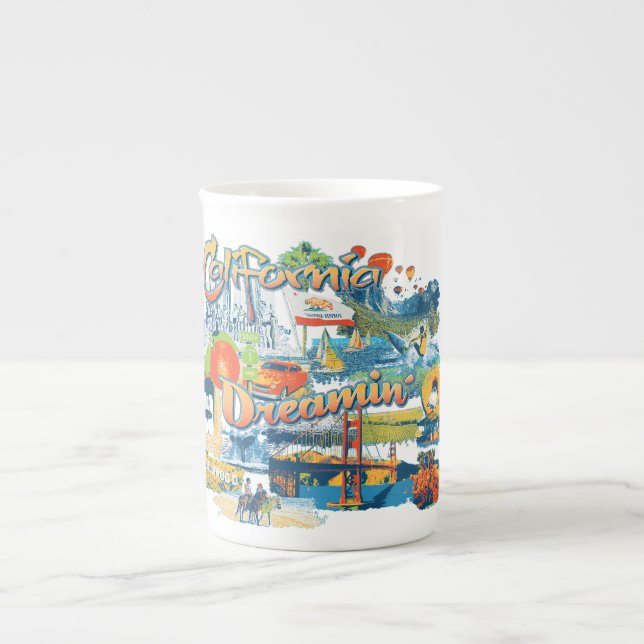 Caneca De Porcelana Sonhando na Califórnia (Frente)